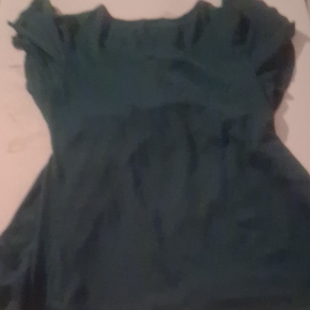 Ekouaer Dark Green V-Neck Empire Waist Flutter Sleeve Blouse L - Picture 6 of 6